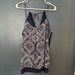 Maurices Navy and White Floral Patterned Top